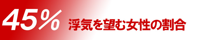 ４５％の女性が抱く浮気願望